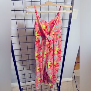 Bonnie Jean sleeveless wide leg floral jumpsuit EUC